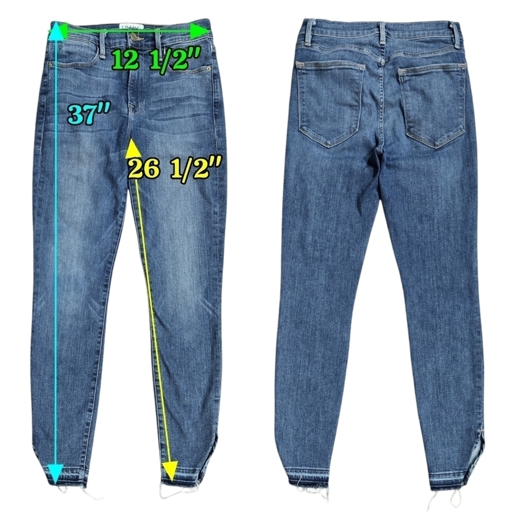 Frame Le High Skinny Ankle Jeans Triangle Cut Released Hem Revere Wash - Picture 2 of 10